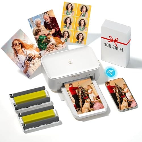 iDPRT 4x6 Photo Printer - 108 Sheets & 2 Ribbon, Instant Picture Printer for iPhone, Android - Thermal Dye Sublimation, WI-Fi Connnecting, Color Photo Printers for Home Use - Image 1