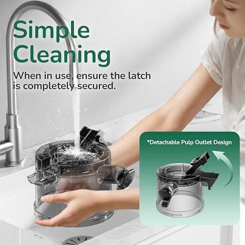 Canoly C16 Cold Press Juicer, with a 6" Wide Chute & Self-Precut, 3-in-1 Strainers (Juice & Sorbet & Nut Milk), BPA-Free Construction, Powered by a AC Brushless Motor (Space Gray) thumbnail 9