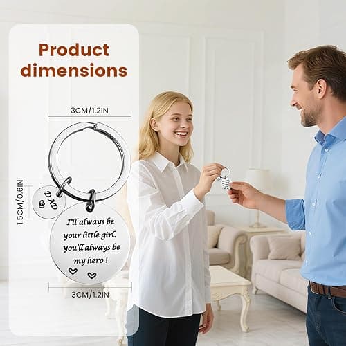Father’s Day Gift - Dad Gifts from Daughter for Birthday Christmas Valentine’s Day, I'll Always Be Your Little Girl, You Will Always Be My Hero Daddy Keychain, Father Daughter Keyring thumbnail 3