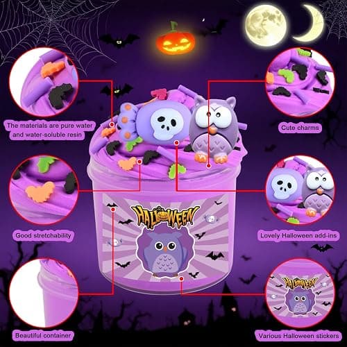 Halloween Slime Kit,6 Packs Scented Butter Slime with Special Halloween Stickers Add-ins,Slime Making Kit for Girls Ages 8-12,Halloween Party Favor for Girls and Boys thumbnail 3