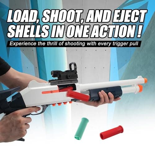 BIU BLASTER 30-Inch Shell Ejecting Foam Blaster Shotgun Soft Bullet Gun with 14 Shell Casings 50 Foam Darts Realistic Pump-Action Shotgun for 14+ Years (Blue&White) thumbnail 3