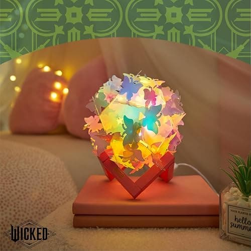 Wicked The Movie 3D Iridescent Butterfly Accent Lamp and Tabletop Night Light with Wood Base thumbnail 2