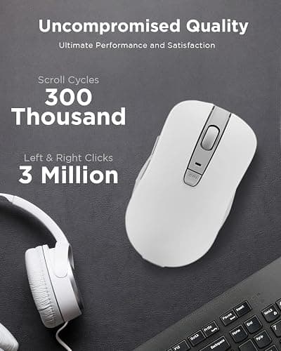 Lenovo Bluetooth Silent Mouse (WL300) - 5 Button Computer Mouse with Silent Left & Right Click – Sculpted Grip, Microsoft Swift Pair, Up to 1600 DPI (White) thumbnail 3