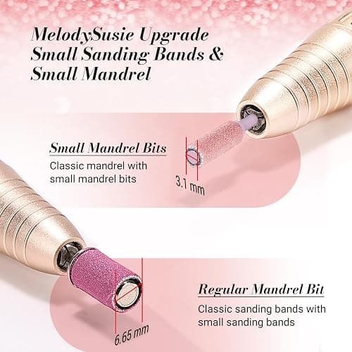 MelodySusie 50Pcs Nail Drill Bits Small Sanding Bands 180 Grit Pink | 180 Fine, 3.1mm Mandrel Bit, 3/32''for Nail Drill, Manicures and Pedicures thumbnail 4