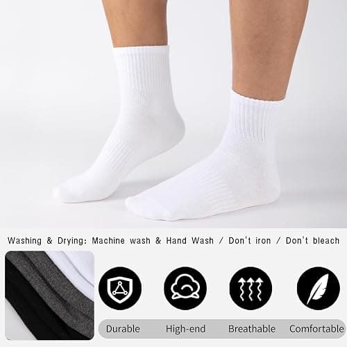 eallco Mens Ankle Socks Cotton Quarter Thin Ankle High Mini Crew Socks for Men 6 Pairs thumbnail 6