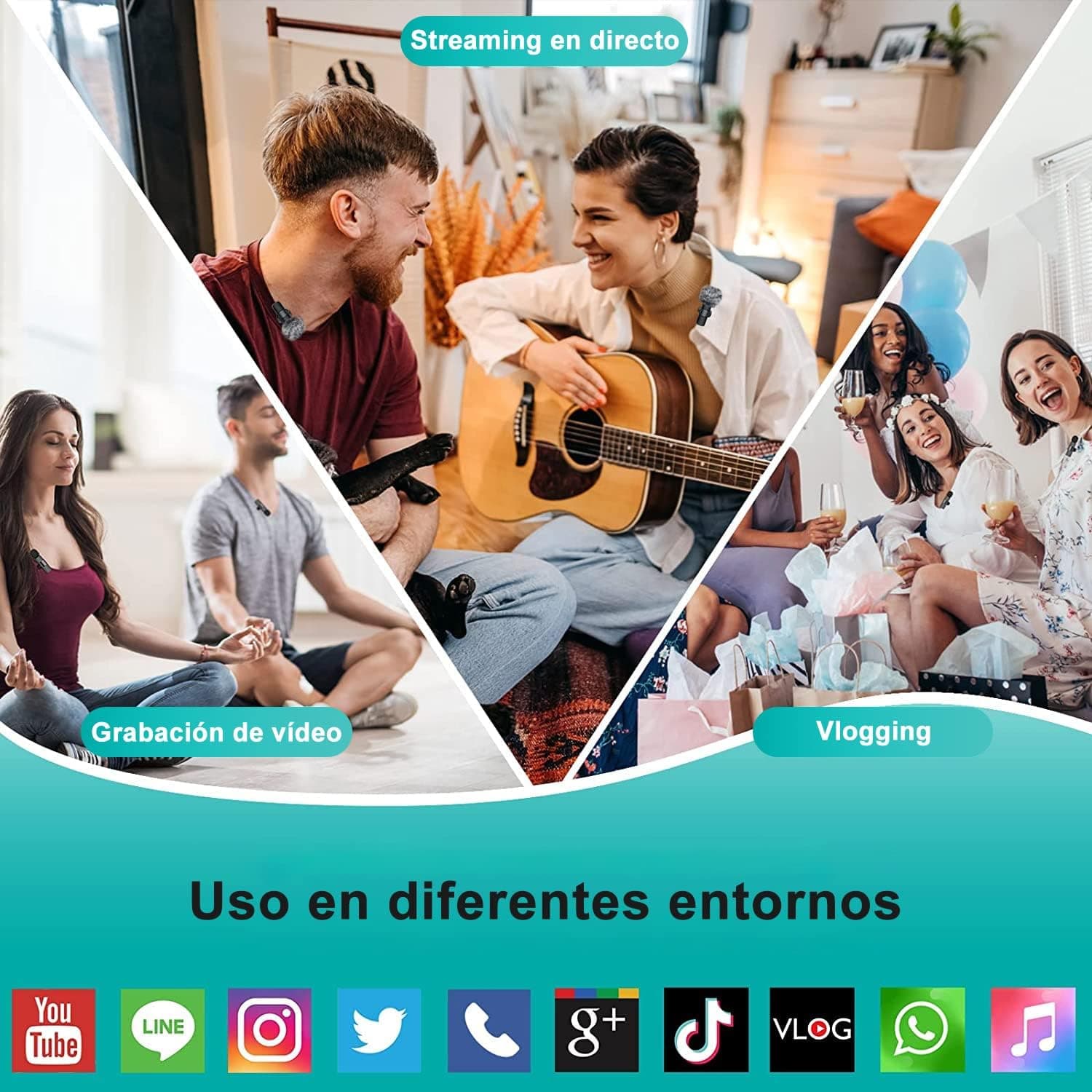 Micrófono Inalámbrico para Celular, Tiozoney Micrófono de Solapa para iPhonePad/Android, Profesional Lavalier Microfono Inalambrico Reducción de Ruido,Transmisión en Vivo,Vlog,Conferencia,Grabación thumbnail 5