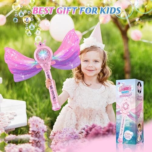Britik Bubble Wands for Kids Girls - LED Light & Music Bubble Machine: 3 AA Batteries & 2 Bubble Solutions, Outdoor Party Birthday Toys for Toddlers, Gift for 3 4 5 6 7 8 Year Old Girls thumbnail 9