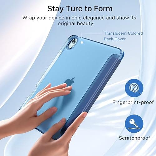 MoKo Coque pour iPad Air 11 Pouces M3/M2 2025/2024, iPad Air 5e/4e Gén 10,9 Pouces Coque 2022/2020 avec Porte-Stylet, Mince Légère à Trois Volets avec PC Arrière Translucide Robuste, Marine Bleu thumbnail 5