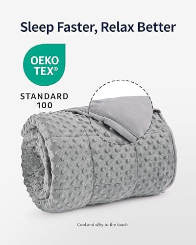 Mr. Sandman Weighted Blanket for Adults Queen Size 15 lbs, Soft Cooling Heavy Minky Blanket for Sleep, Washable Throw Blanket with Glass Beads, 60 x 80 Inches, Grey thumbnail 7