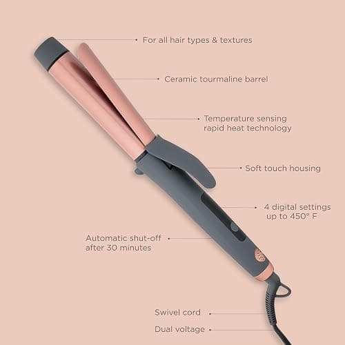 Hairitage Curl Envy Hair Curling Iron 1 1/4 Inch - Ceramic Tourmaline Curling Iron 1.25' Barrel - Silky Smooth + Bouncy Curls - 4 Digital Heat Settings up to 450 Degrees - Auto Shut-Off thumbnail 3