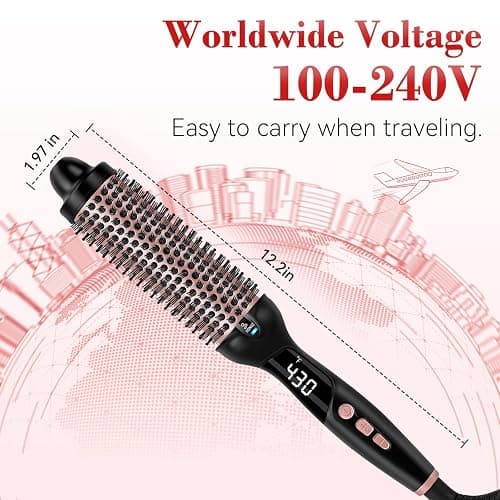 Ufree 1.5 in Ionic Thermal Round Brush for Blowout, 9 Heat Settings | 30s Fast Heat, 285–430°F, 360° Ionic Anti-Frizz, Ceramic-Coated Barrel, Dual Voltage, Travel Ready, Not for Wet Hair thumbnail 7