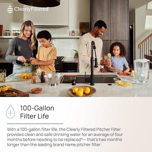 Clearly Filtered No.1 Filtered Water Pitcher/Updated Model/Targets 365+ Contaminants e.g. Fluoride Chlorine PFAS Microplastics Lead Arsenic BPA/BPS Free (Pitcher Includes 1 Filter) - Pitcher with 1 filter thumbnail 8