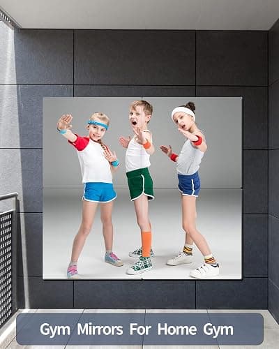 SAFEE MRROR Wall Mirrors for Bedroom Door,Unbreakable Full Length Wall Mirrors Tiles,shatterproof Mirror for Kids 4 Pack 10" x10,Workout for Home Gym Body,Closet Mirror Wall Home Gym thumbnail 7