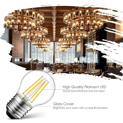 LVWIT G14 LED Filament Globe Bulb 4.5W(60W Equivalent), Dimmable 2700K Warm White Light E26 Screw Base, Decorative Edison Light Bulb, UL-Listed(12-Pack) - 4w-transparent - 12 Count (Pack of 1) thumbnail 2