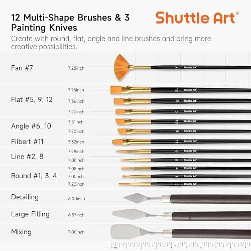 Shuttle Art 54 teiliges Acrylfarben Set, professionelles Malset mit Tischstaffelei, 30 Acrylfarben, Leinwand, Pinsel, Palette, komplettem Zubehör, Malset für Kinder und Erwachsene mit staffelei holz thumbnail 7