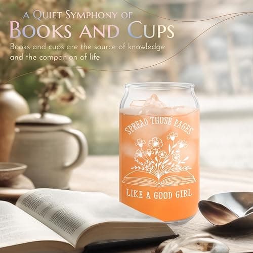 Book Lovers Gifts for Readers: Bookish, Reading & Book-Themed Gifts for Teachers, Librarians & Kids - Mothers Day, Graduation & Birthday Gift - 16oz Glass Cup thumbnail 6