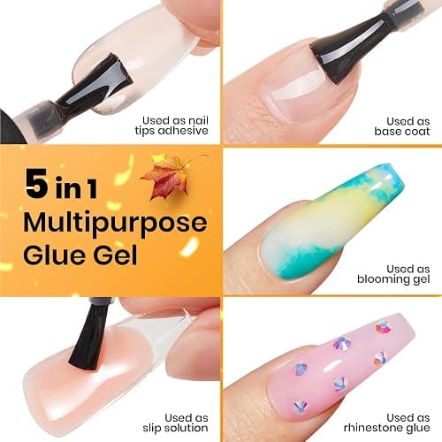 beetles Gel Polish 2 Pcs 15ml Nail Glue Kit for Acrylic Nails, 5 in 1 Super Strong Brush in Nail Gel Glue for False Nails Tips and Gel Nail Polish Led Lamp Required Nail Art Gift thumbnail 2
