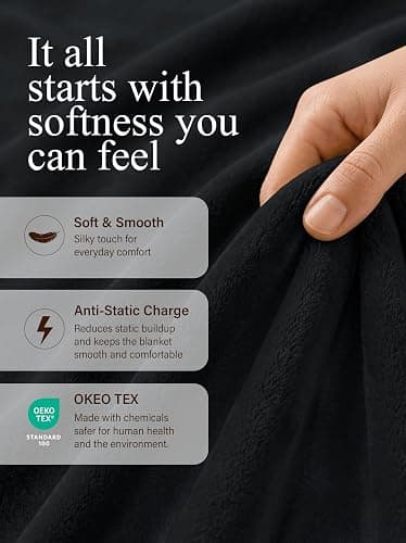 Utopia Bedding Ultra Soft Fleece Bed Blanket Throw Size Black (50x60 Inch) | Microfiber Plush Warm Lightweight Breathable Cozy Blanket Anti-Static, All Season Use, Gift for Women and Men thumbnail 4
