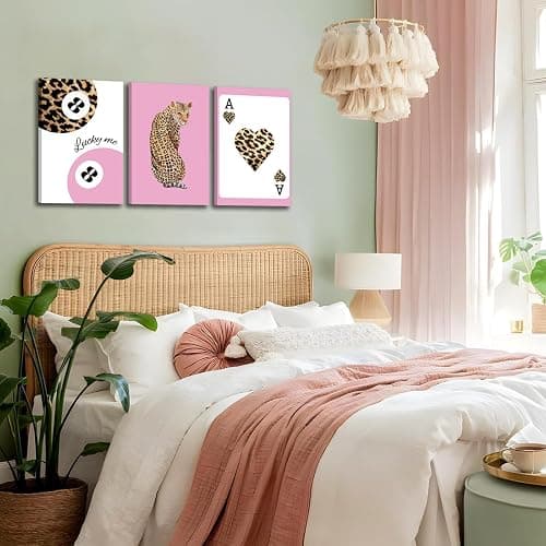 3Pcs Framed Leopard Wall Art Cheetah Canvas Prints Lucky 8 Ball Wall Decor Fashion Leopard Poster Aesthetic Pictures Trendy Cheetah Painting Preppy Artwork for Corridor Living Room Bedroom 12x16in thumbnail 4