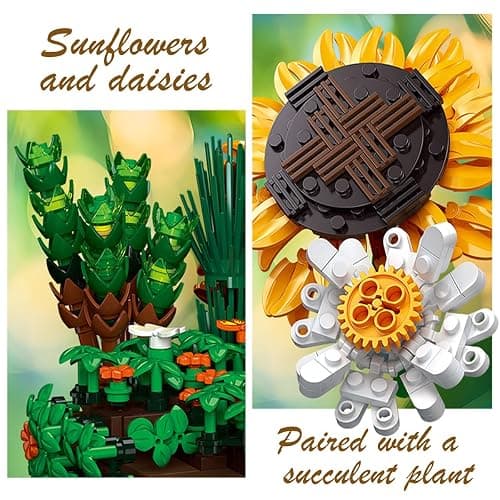 Sunflower Bonsai Building Set-Compatible with Lego Flower, Exquisite Plant Model for, Home Decor for Birthday Display & Adults (924 PCS) thumbnail 4