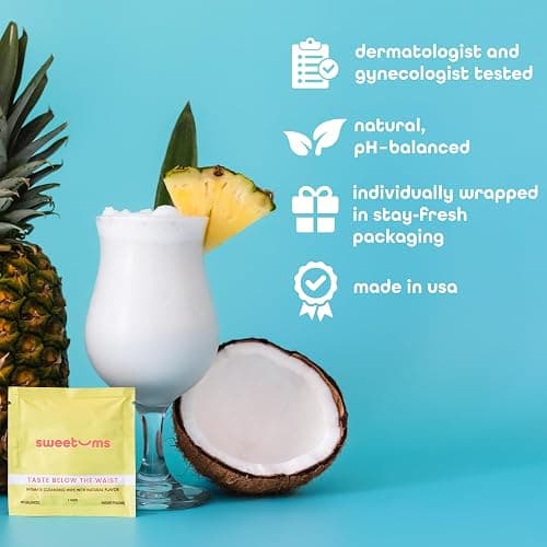 Sweetums Feminine Wipes For Women, Individually Wrapped - pH Balanced Flavored Intimate Wipes - Pack of 10 (Pina Colada) - Pina Colada thumbnail 3
