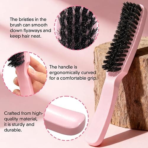 Slick Back Hair Brush for Smooth Flyaways, Frizz, Sleek Ponytail, Buns and Edge Baby Hair | Slickback Brushes Hair Comb, Edge Brush, Teasing Brush Styling Accessories for Girls, Kids, Women & Men thumbnail 4