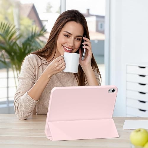 Zktuyu for iPad (A16) 11th 10th Generation Case 11/10.9 Inch with Pencil Holder 2025/2022, Slim Trifold Stand Protective Cover, Hybrid Cover with Soft TPU Back, Pink thumbnail 9