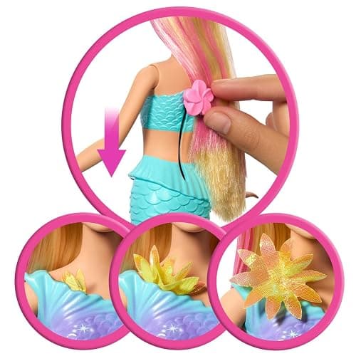 Barbie Fantasy Mermaid Flower Feature Doll | Fashion Doll With Surprise Flower Feaure, Includes Pearl Headband Accessory, Ages 3+, JDM72 thumbnail 4