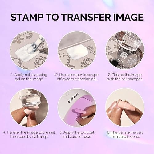 MelodySusie French Tip Tool, French Tip Stamp, Nail Stamper, 4PCS, Purple | 2 Clear Silicone Nail Stampers, 2 Scrapers, French Manicure Stamp, Nail Art Stamper, DIY Manicure, Home & Salon, Purple thumbnail 5