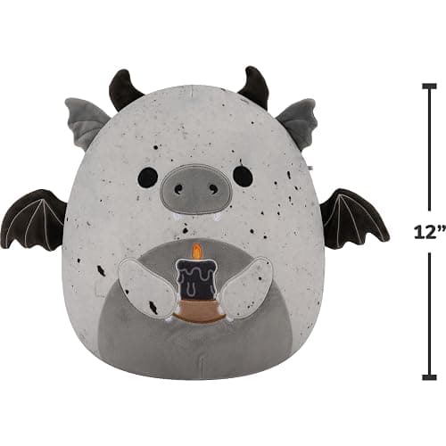 Squishmallows Original 12in Gio the Grey Speckled Gargoyle Holding Black Candle – Official Jazwares Halloween Plush (Medium-Sized) thumbnail 3