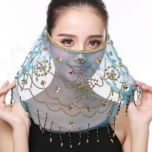 Belly Dance Face Veil India Dance Outfit Halloween Carnival Costumes Head Face Veil thumbnail 4