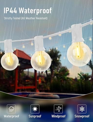 Goothy 50Ft Outdoor LED String Lights with 52 Shatterproof G40 LED Clear Globe Bulbs, Edison Vintage Bulbs E12 Base Hanging Sockets, Decorative Lighting for Café Patio Porch Party Yard Christmas-White thumbnail 4