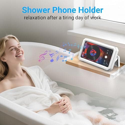 Coolpow Shower Phone Holder Waterproof【480° Rotatable】 Retractable Adjustable Shower Phone Case, Shower Accessories for Bathroom Wall Phone Mount Stand Water Proof Anti Fog Case, for 4-7" Cellphones thumbnail 2