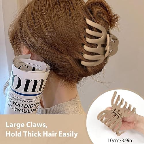 Shinowa Hair Clip Set, 4 Pack Hair Claws for Thick Hair, Large Hair Clips in 4 Neutral Colors, Non-slip Claws Jaw Clips for Women, Strong Hold for Girls Long Hair thumbnail 3