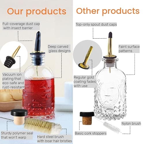 Shining Craft Syrup Dispenser Bottles Set, 4 Pack 7 OZ Bottles With Metal Pour Spout and Labels for Syrups, SC055 (4 Pack) thumbnail 3