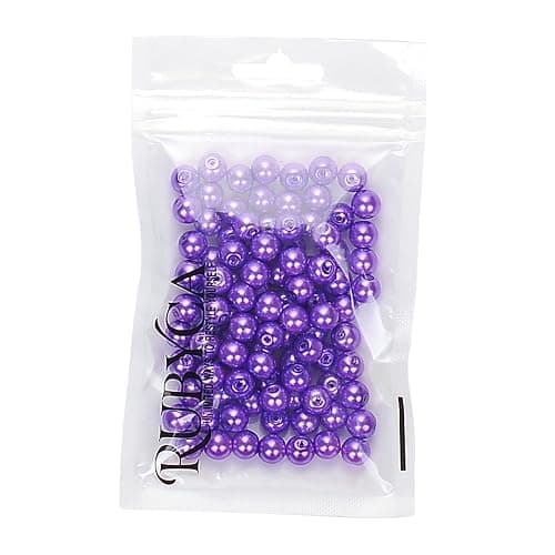 RUBYCA 200Pcs Czech Tiny Satin Luster Glass Pearl Round Beads DIY Jewelry Making 8mm Lavender Purple thumbnail 2