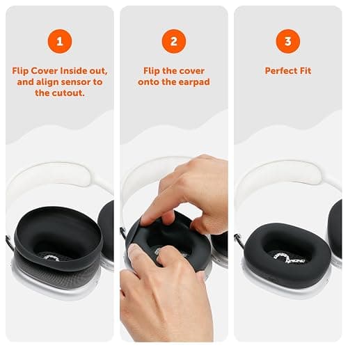 WC SweatZ Max - Patented Silicone Sweat Covers for AirPods Max 1 | Made by Wicked Cushions | (Does Not Fit AirPods Max 2). Sweatproof, Full Earpad Protection | Black thumbnail 6