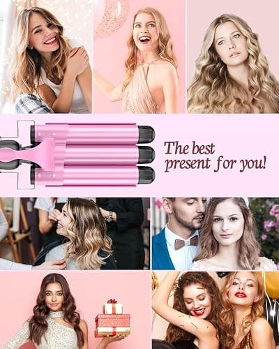 BESTOPE RAY Hair Curler 25mm, 3 Barrel Hair Waver with 30s Quick Heating, Curling Iron with 2 Temperature Control, Heat-Resistant Glove for Long Medium Short Hair thumbnail 8