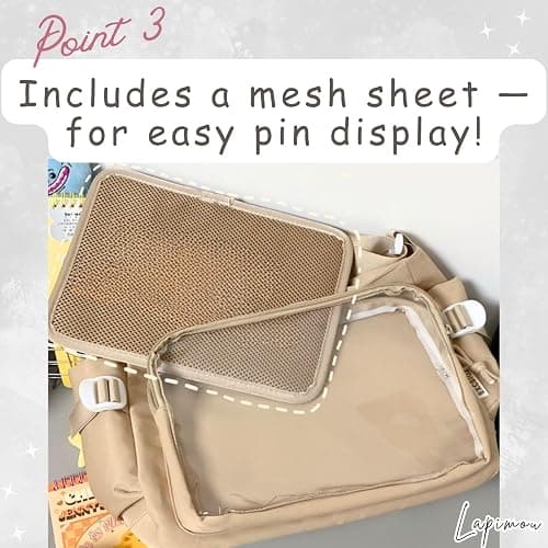 Lapimou Ita Bag Cute Kawaii Shoulder Crossbody Pin Display Ita Purse with Insert thumbnail 5