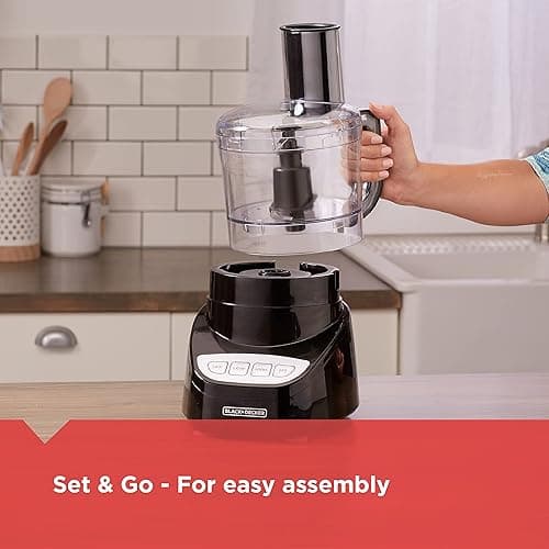 BLACK+DECKER Food Processor and Vegetable Chopper, Stainless Steel Blade, 8-Cup Capacity, 450W Power with Attachments to Grate, Shred, Slice, Mince, Grind, and Puree thumbnail 3
