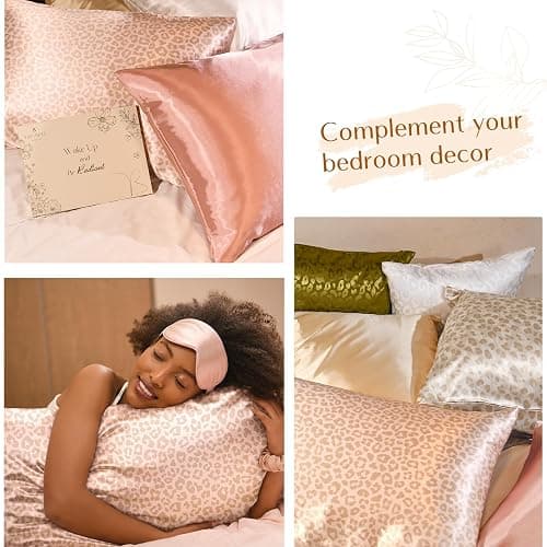 Yanibest 2 Pack Leopard Satin Pillowcase, Silk Pillow Cases for Hair and Skin with Zipper, Standard Pillow Cases for 20"x26", Exquisite Packaging for Women Men thumbnail 4