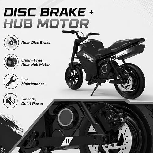 E11EVEN ADV250S Kids Electric Mini Bike, 350W Peak, 25.2V, Ages 5+ | 350W Peak Brushless Hub Motor | 25.2V Max-Charge 5.2Ah Battery | 140 lb Max Load thumbnail 8