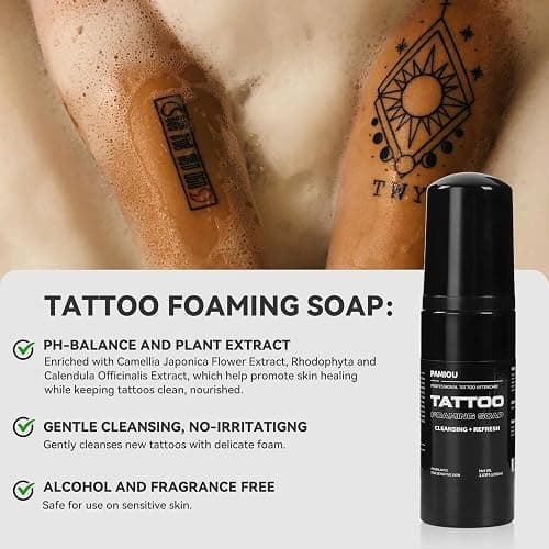 Pamiou Tattoo Aftercare 3 In 1 Set For New Tattoos, Include Tattoo Balm, Tattoo Lotion and Tattoo Soap, Quick Healing, Soothing, Naturally-Derived, Petroleum-Free, Fragrance Free (3 Piece Set) thumbnail 5