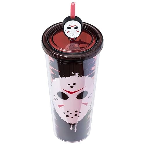 Silver Buffalo Friday the 13th Horror, Plastic Cold Cup, 24oz | Includes Lid and Straw Topper, 0.71 Liters thumbnail 5