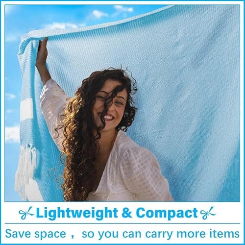 Oversized Turkish Beach Towel Blanket XXL Cotton Sandproof Towels Boho Woven Extra Large Big Sand Free Giant Throw Blankets Huge Quilt XL Picnic Camping Necessities Cloud For Adult Gifts Blue thumbnail 3