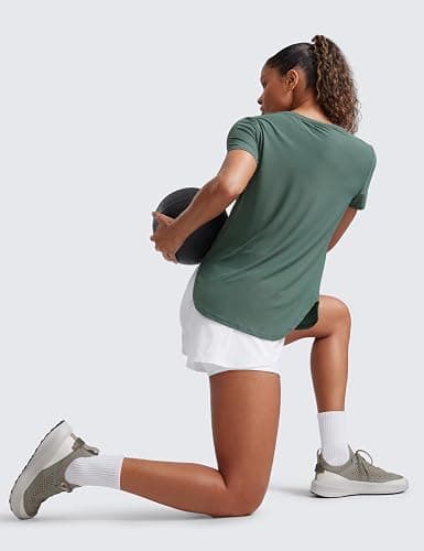 CRZ YOGA Cloudweight Workout Tops for Women Lightweight Athletic Short Sleeve Shirts Gym Running Side Slit T-Shirts thumbnail 5