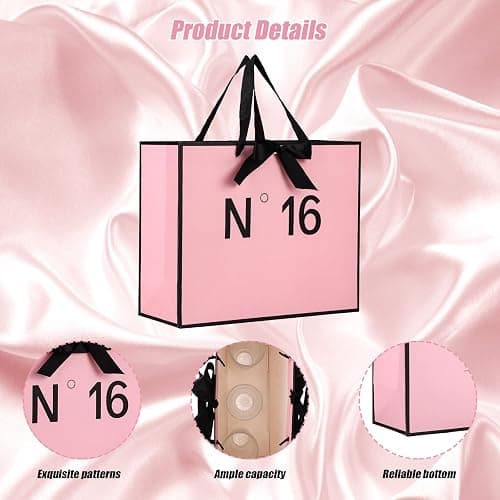 Sweet 16 Birthday Gift Bag with Tissue Paper & Greeting Card for Women Girl | Pink 16th Goodie Bag Birthday Decorations Sweet Sixteen Design 16 Years Old Party Supplies Gift Ideas thumbnail 3