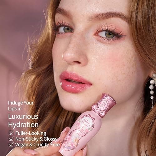 Flower Knows Midsummer Fairytales Coating Lip Lacquer,Glowy Non-Fading Lip Gloss,Hydrating Tinted Lip Oil for Girls&Women,Vegan & Cruelty Free,0.17Fl Oz(G05 Freesia) thumbnail 5