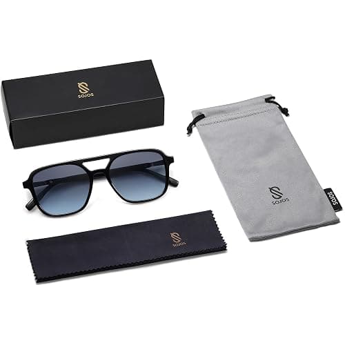 SOJOS Retro Aviator Sunglasses for Women Men,Trendy Rectangle Womens Mens Shades Sun Glasses SJ2202 thumbnail 7