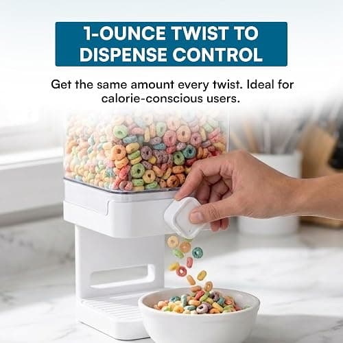 Zevro Compact Dry Food Dispenser, Single Control, White/Chrome thumbnail 5